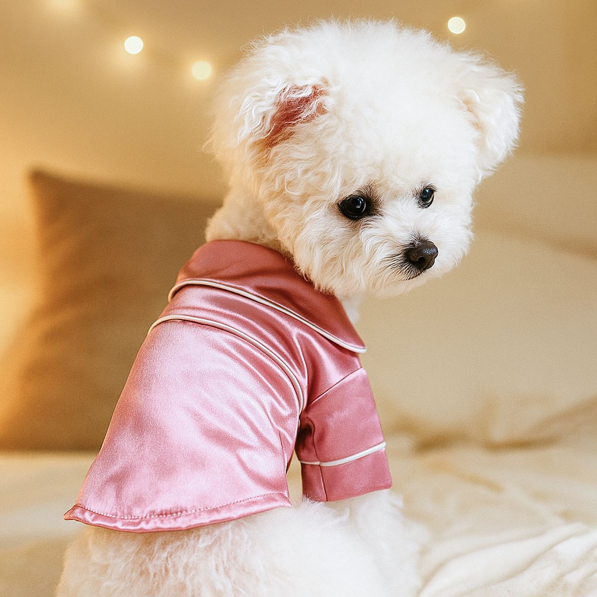 Luxury Dog Pajamas Satin Sleepwear with Piping Trim